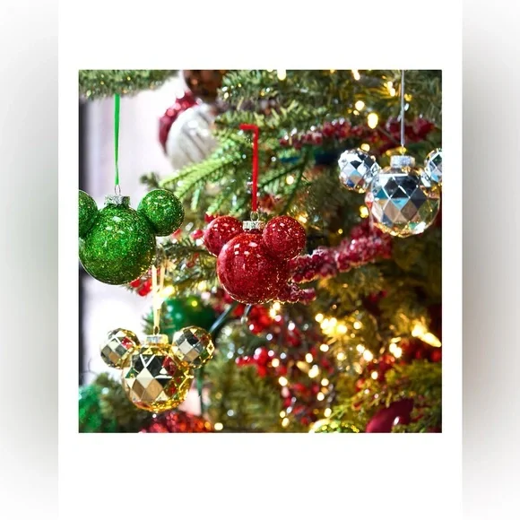 Disney Mickey Mouse Icon Ornaments,4 Glass Ornament Set,NWT - Picture 5 of 5